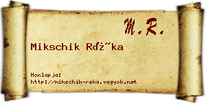 Mikschik Réka névjegykártya
